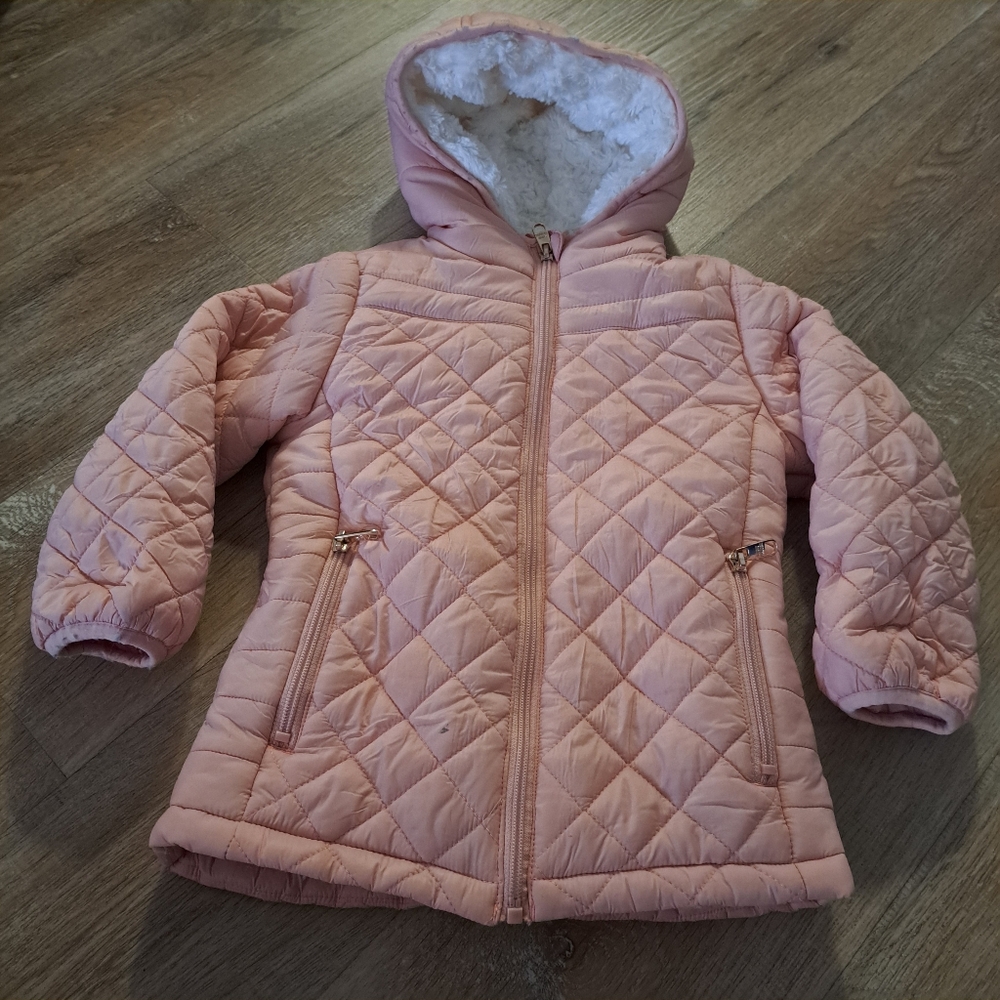 Steve Madden Toddlers' Light Pink Quilted Hooded Puffer Jacket Girl's Size 4T
